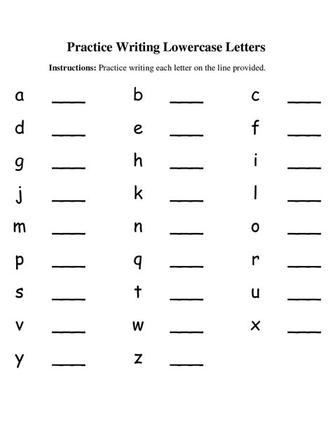 Alphabet Worksheets Lowercase