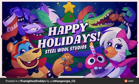 Happy Holidays From Steelwool Studios With Cartoon Characters In Front
