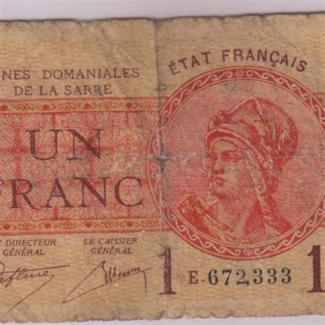 Saar Land 1 Franc Scarce Currency Note W Hole Kb Coins And Currencies