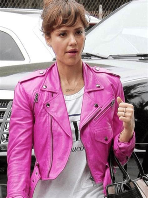Hot Pink Jessica Alba Leather Jacket Airborne Jacket