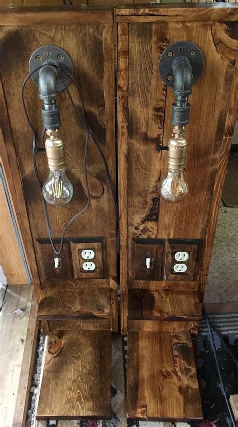 (bulb isnâ t included in the package). Floating nightstand, steampunk lamp, wood shelf, charging ...