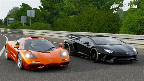 288 gto vs f40 vs f50 vs enzo vs laferrari. Forza 7 Drag race: McLaren F1 vs Lamborghini Aventador SV - YouTube