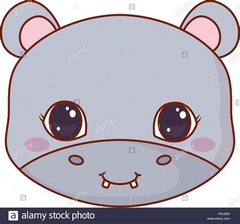 Cute Face Hippo Cartoon Animal Vector Illustration Stock Vector Image