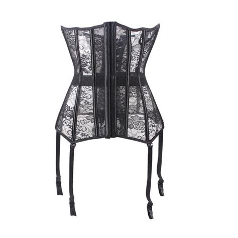 Buy Womens Sexy Black Lingerie See Through Lace Steel Boned Firm Corset Steampunk Lace Up