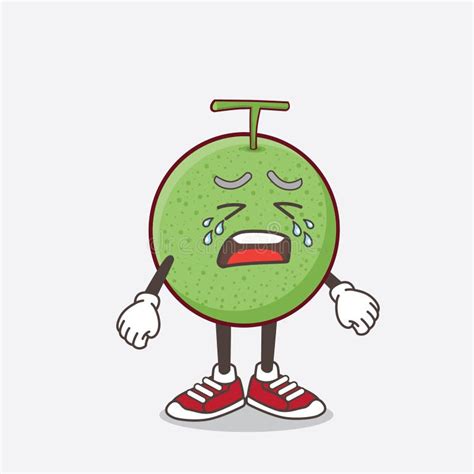 Melon Fruit Cartoon Mascot Character With Crying Expression Stock Vector Illustration Of Fresh