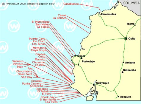 Ecuador Wannasurf Atlas De Spots De Surf Fotos De Surf Mapas