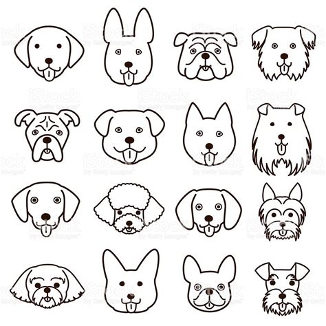 Cute Dogs Faces Line Art Set Dog Line Art Cute Dog Drawing Dog