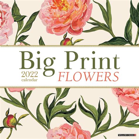 Big Print Flowers 2022 Wall Calendar Floral Large Grid Etsy