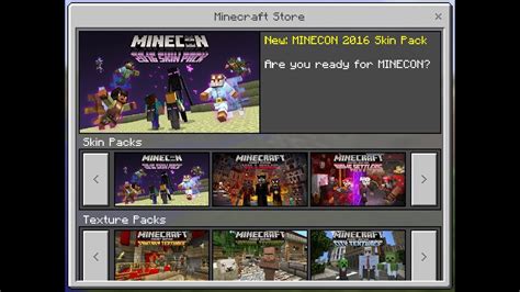 How To Get A Minecraft Pe Minecon Skin Pack Free Youtube