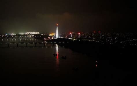 Pyongyang At Night North Korea New York Skyline Skyline North Korea