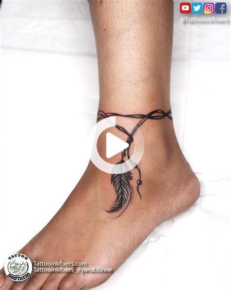 𝗔𝗻𝗸𝗹𝗲 𝗙𝗲𝗮𝘁𝗵𝗲𝗿 𝗧𝗮𝘁𝘁𝗼𝗼 Ankle Bracelet Tattoo Wrist Bracelet Tattoo
