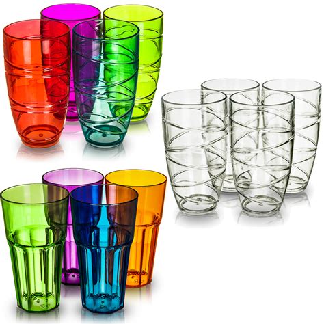 4 Deluxe Plastic Acrylic Tumbler Cocktail Glasses Swirl Juice Wine Picnic Party Ebay