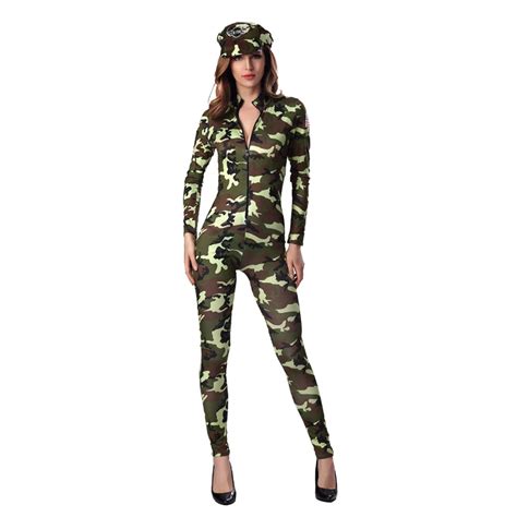 Sexy Women Costume Female Army Officer Camouflage Jumpsuit On Hot Sex Picture