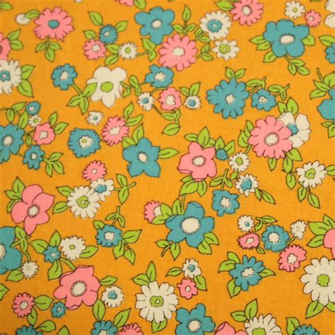 Vintage 1960s Flower Power Cotton Fabric Retro Fabric Patterns Retro