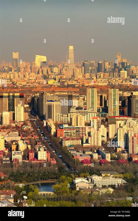 Beijing Sunset Aerial View With Urban Buildings Stock Photo Alamy