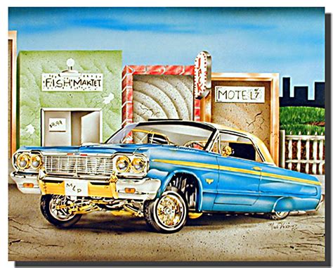 Blue And Gold Lowrider Classic Car Poster Car Posters Automotive