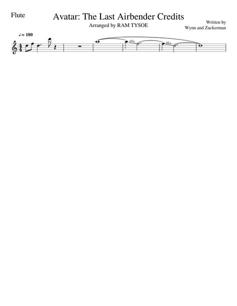 Avatar The Last Airbender Credits Flute Sheet Music For Flute