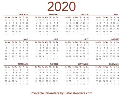 2020 Calendar 8 12 X 11 Free Printable Calendar