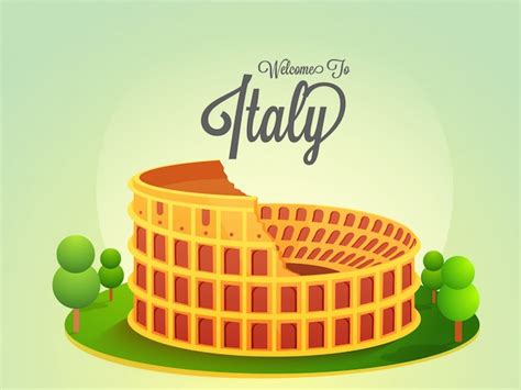 Premium Vector Welcome To Italy Concept