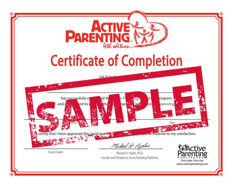 Active Parenting 4th Ed Certificate Of Completion Active Parenting
