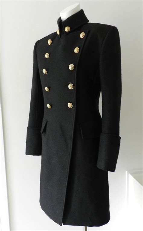 Totally buttons stock a large range of an impressive style of coat buttons which are both practical and novel and are available in 4 hole, 2 the impressive styles of coat buttons comprising of: Balmain Black Wool Military Coat with Gold Buttons at 1stdibs