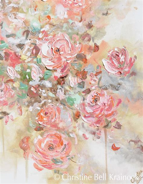 Giclee Print Art Abstract Floral Painting Pink Flowers