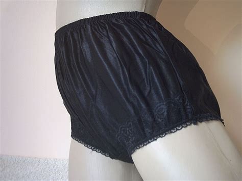 Vintage Sheer Black Silky Nylon Full Pinup Style Panties Frilly Knickers Ml Ebay