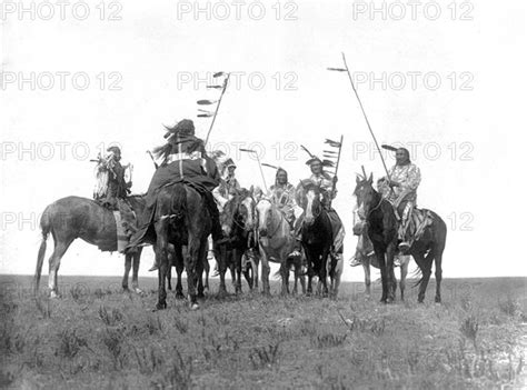 Edward S Curtis Native American Indians Several Atsina Warriors On