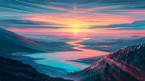 Wallpaper Digital Art Artwork Aenami Sunset