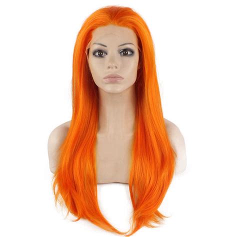 Long Orange Wigs Orange Lace Front Wigs