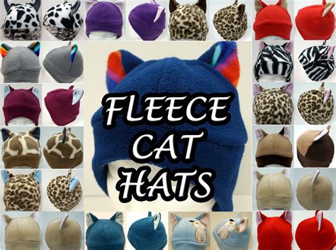 Cute Fleece Cat Hats Multiple Colours Available Etsy