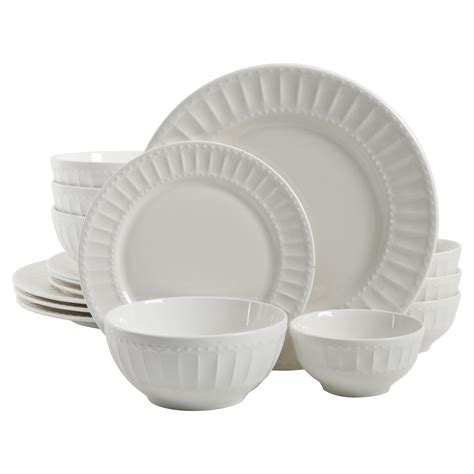 Gibson Home Regalia Embossed White Dinnerware Set 16 Piece Set
