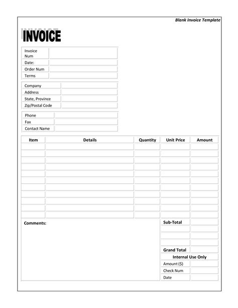Blank Invoice Templates 17 AI PSD Word Examples