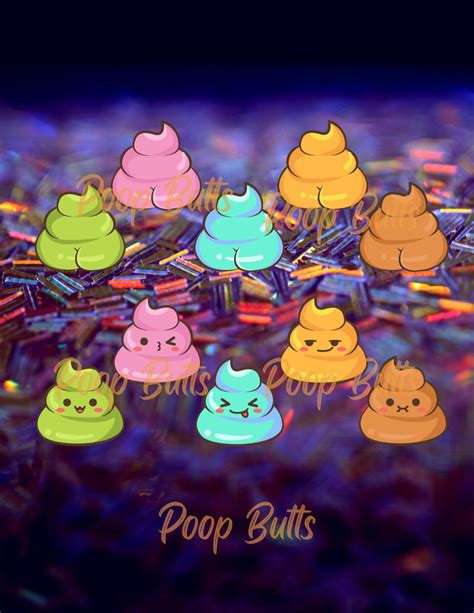 12 Kawaii Emoji Png Funny Poop Clipart Cute Chibi Booty Etsy