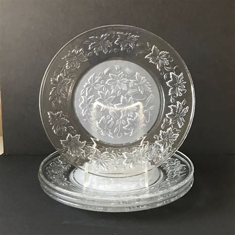 Princess House Fantasia Dinner Plates Set of 4 Glass Floral | Etsy