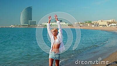 Beautiful Shemale Woman Posing At The Beach Stock Footage Video Of