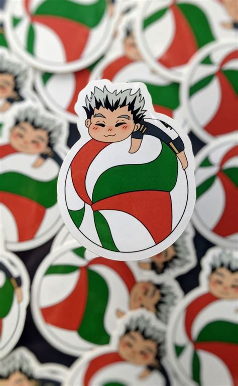 Chibi Bokuto On Volleyball Haikyuu Vinyl Sticker Unique Items