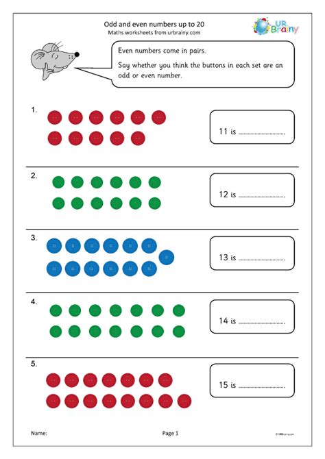Counting To 20 Odd Numbers Worksheet