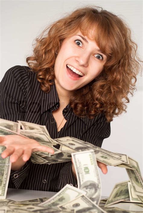Girl Holding Money Stock Image Colourbox