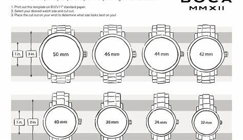 watch wrist size chart