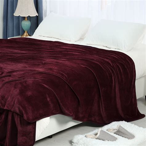 Soft Lightweight Microplush Flannel Fleece Bed Blanket Burgundy Twin Xl
