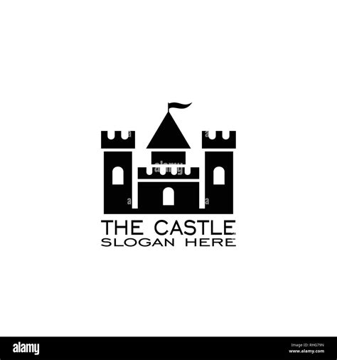 Castle Logo Design Castle Vector Silhouette Graphic Flat Icons Stock