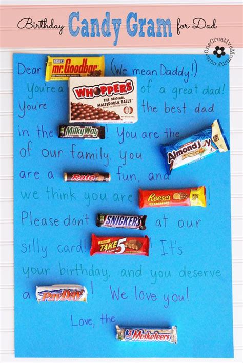 What should i get my dad for his 70th birthday? Birthday Candy Gram for Dad - onecreativemommy.com ...