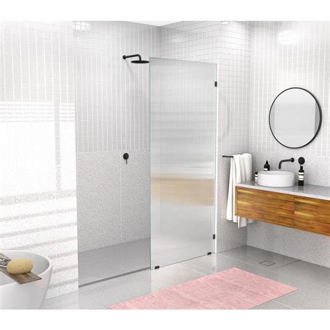 Glass Warehouse 34 In W X 78 In H Fixed Single Panel Frameless Shower Door In Matte Black With