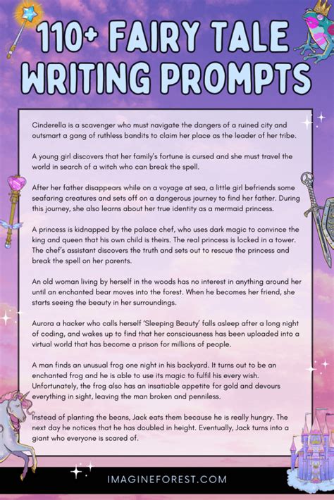 110 Fairy Tale Writing Prompts With Prompt Generator Imagine Forest