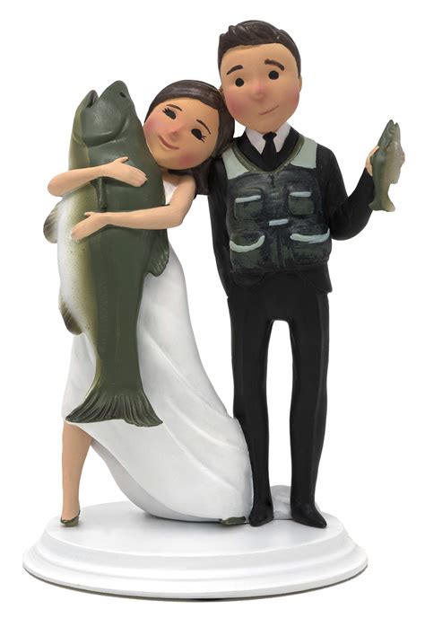 Buy Dihtan Unique And Funny Fishing Wedding Cake Toppers Bride And