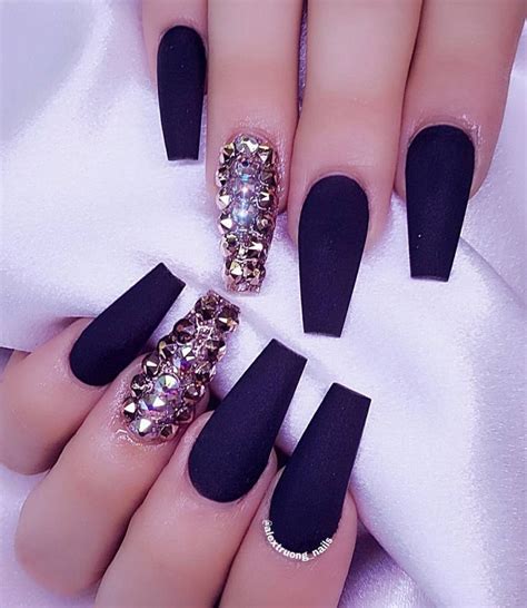 30 Creative Designs For Black Acrylic Nails That Will Catch Your Eye Polish And Pearls