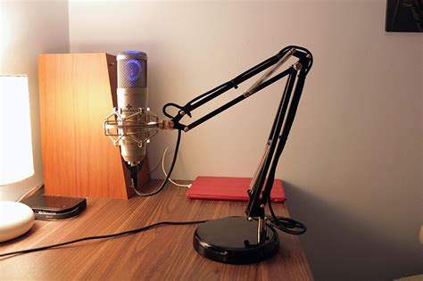 This desk consists of lerberg trestle legs and a linnmon table top. Adjustable Desktop Microphone Boom on a budget ...