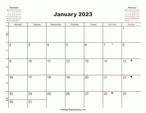 Printable Calendar January 2023 Whatisthedatetodaycom