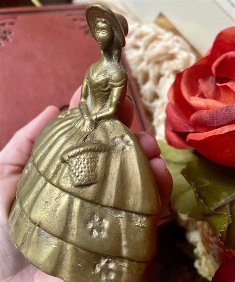 Vintage Southern Belle Lady Brass Bell 3 5 Tall Gold Metal Etsy